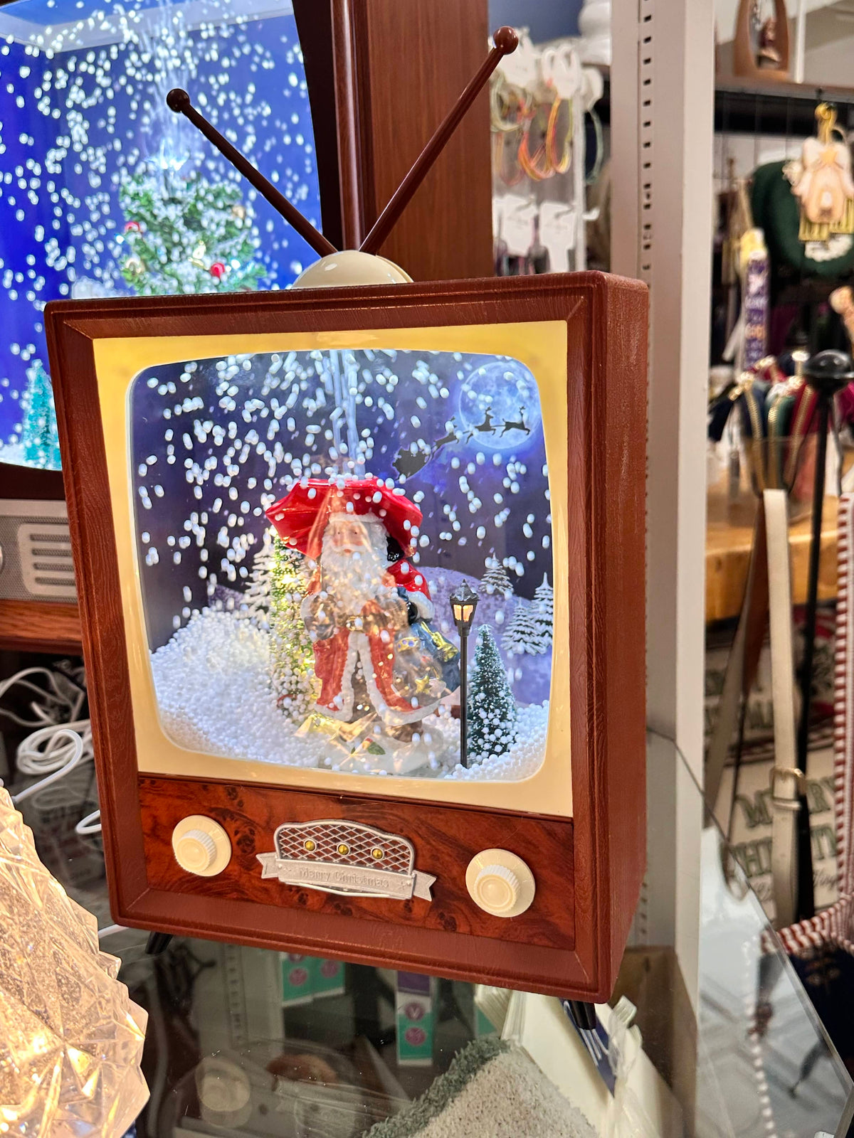 Mini Retro TV with Santa Glory Haus, Inc Christmas Ornament