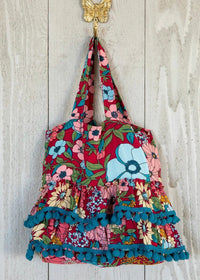 Thumbnail for Mini Ruffle Tote - Red Floral Natural Life Accessories