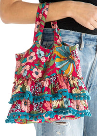 Thumbnail for Mini Ruffle Tote - Red Floral Natural Life Accessories