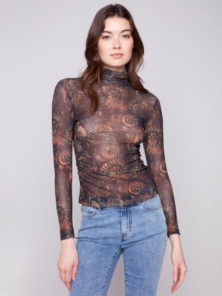 Mock Neck with Side Ruching by Charlie B Charlie B SWEATER