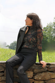 Mock Neck with Side Ruching by Charlie B Charlie B SWEATER