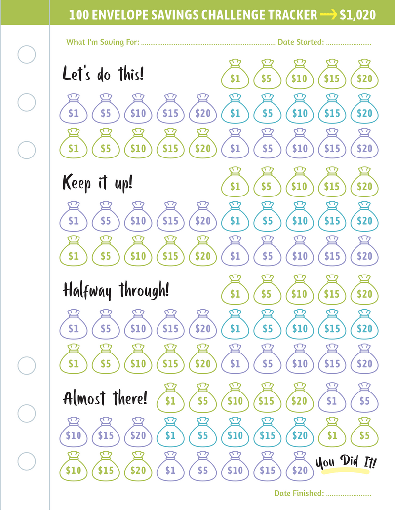 My 100 Envelope Savings Challenge Binder Peter Pauper Press Journal