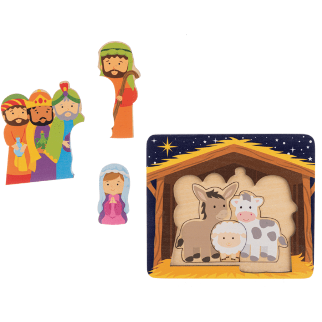 Nativity Layered Puzzle Ganz Christmas Ornament