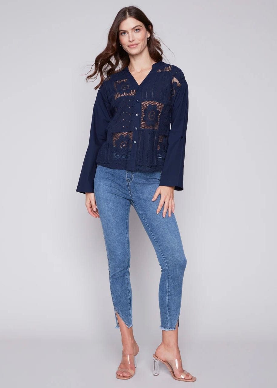 Navy Eyelet Top by Charlie B Charlie B