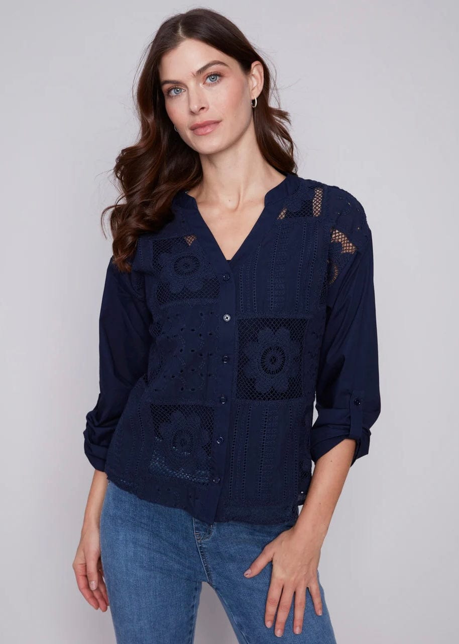 Navy Eyelet Top by Charlie B Charlie B