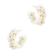 Noel White Resin Flower Hoop Earrings, White and Gold Meghan Browne Accessories