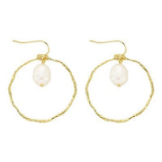 Nox Gold Circle Earring with Pearl Dangle Meghan Browne Accessories