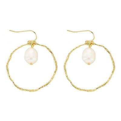 Nox Gold Circle Earring with Pearl Dangle Meghan Browne Accessories