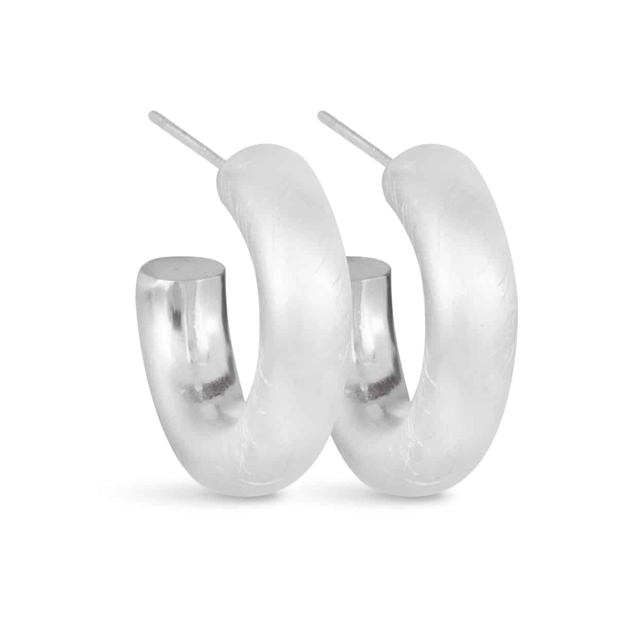 Olivia Matte Huggie Hoop Silver Amanda Blu