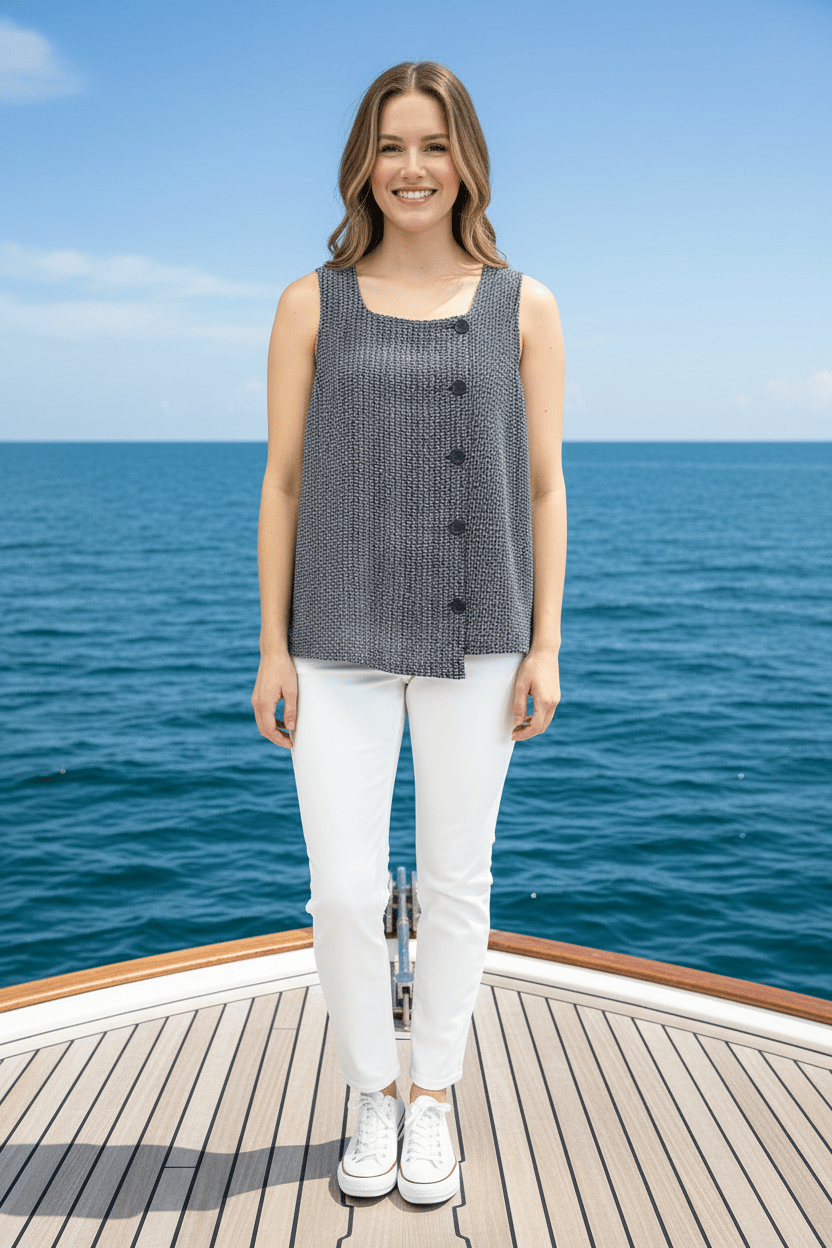 Olivia's Flax Stripe to the Left Top Habitat Casual Top