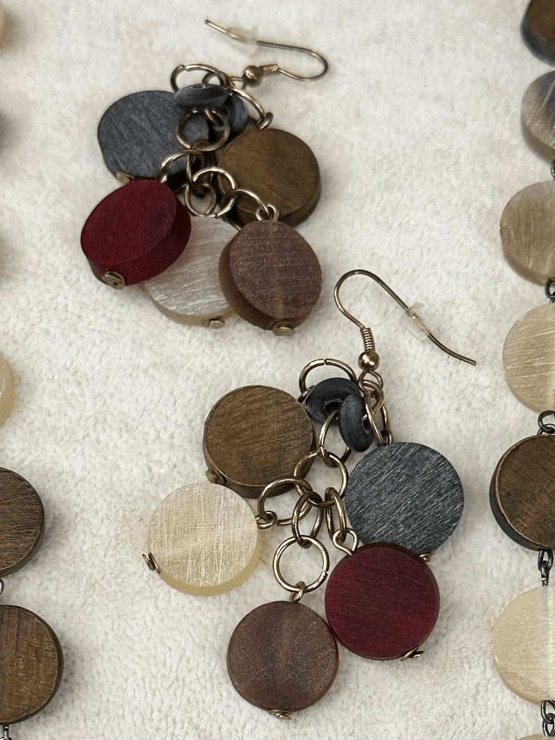 Omala Disc Dangle Earrings, Multicolor Earth Tones Anju Jewelry Earrings