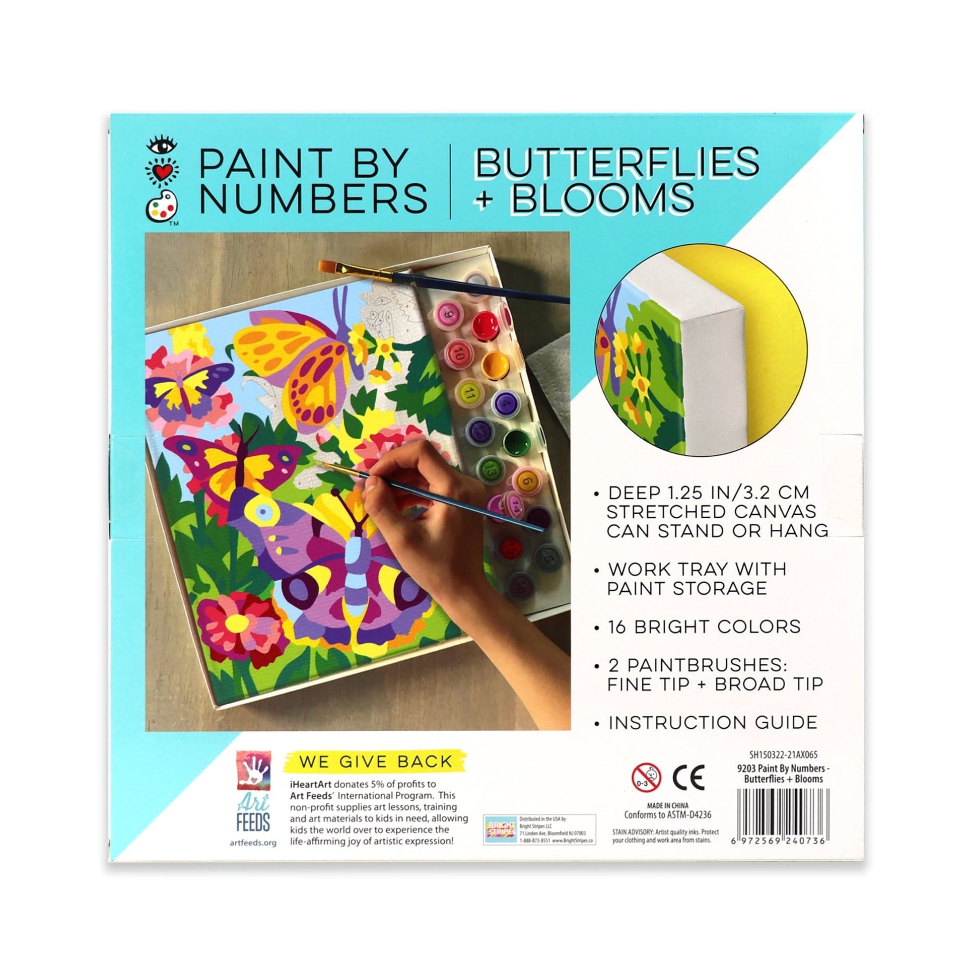 Paint by Numbers Butterflies + Blooms Bright Stripes Children