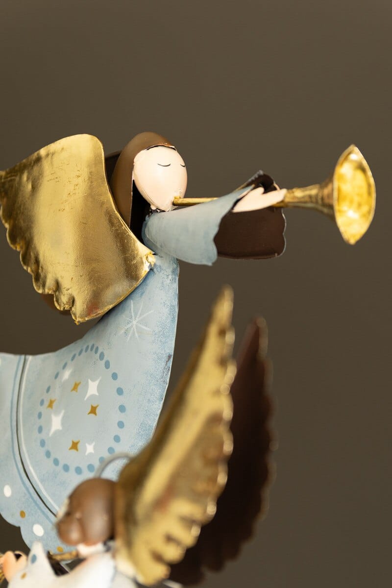 Painted Metal Christmas Angels on Stands, Set of 2, Blue and White Kalalou, Inc.