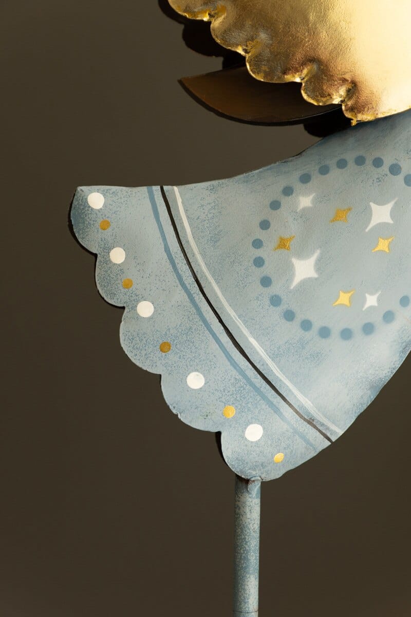 Painted Metal Christmas Angels on Stands, Set of 2, Blue and White Kalalou, Inc.
