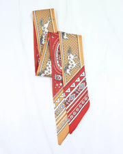 Paisley Print Skinny Scarf, Red Equestrian Caroline Hill Wholesale Scarf