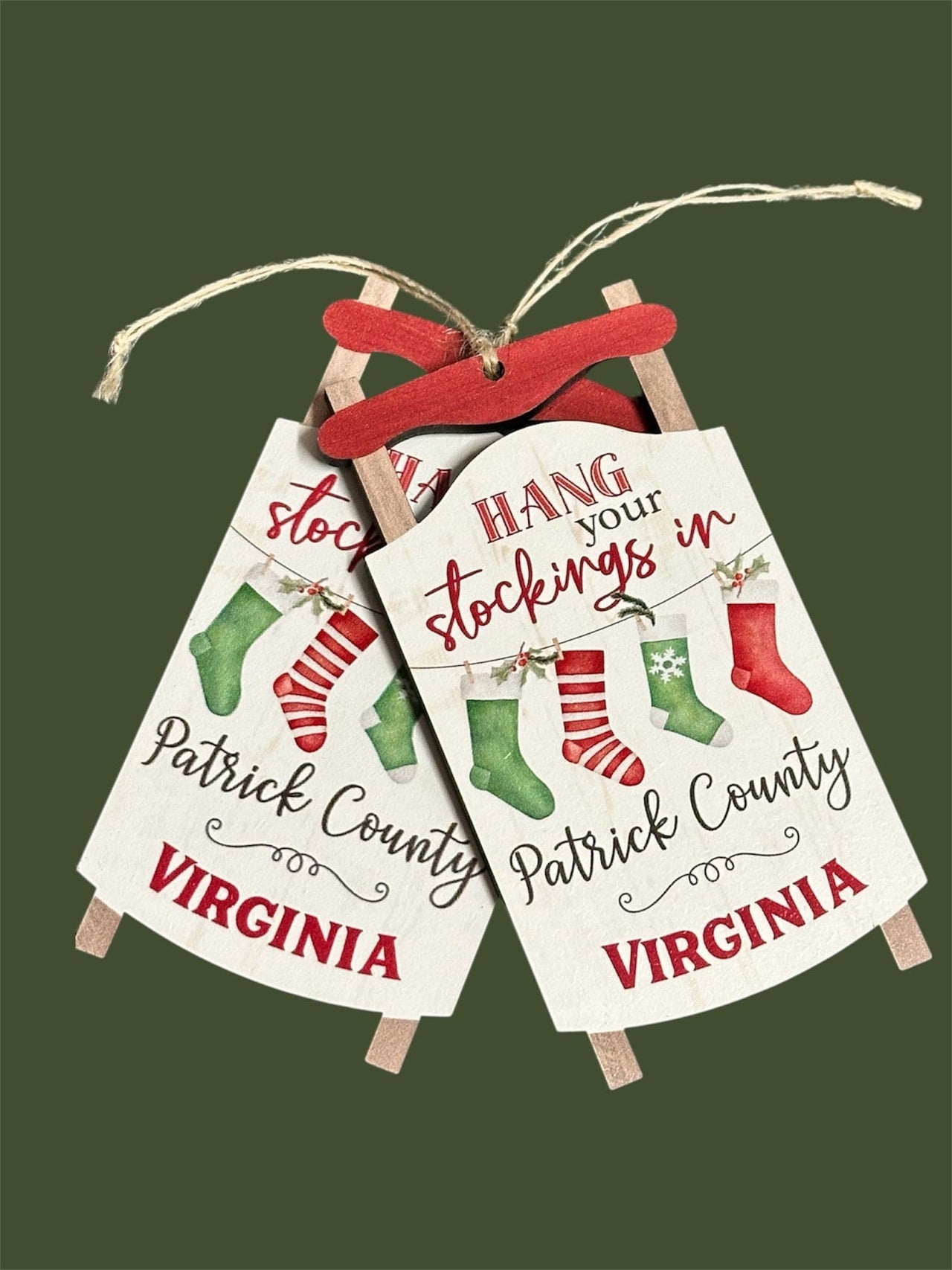 Patrick County Sled Ornament P G Dunn Christmas Ornament