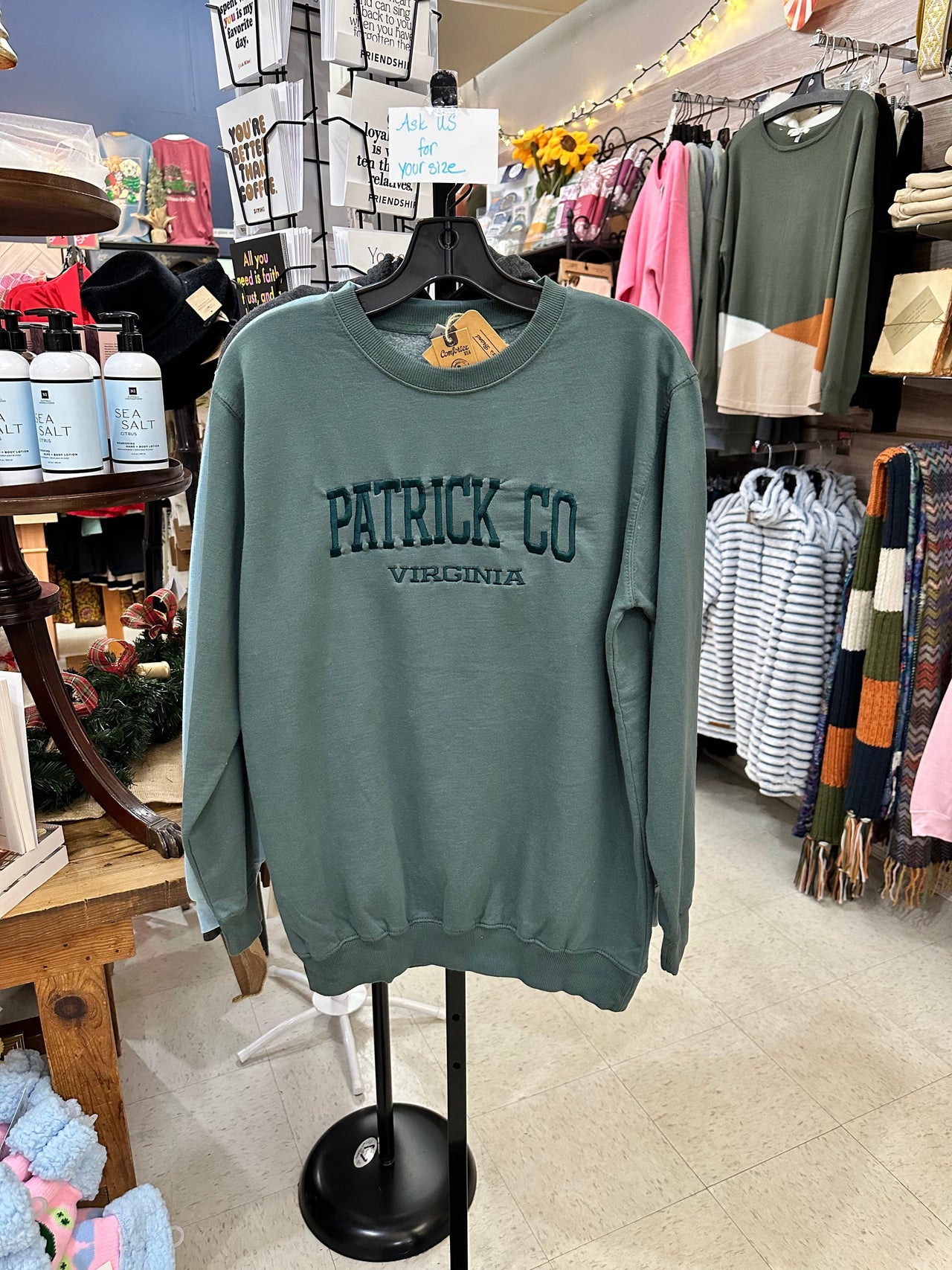 Patrick County Sweatshirt Garment Dyed Willow Mattie B's Gifts & Apparel Sweatshirt