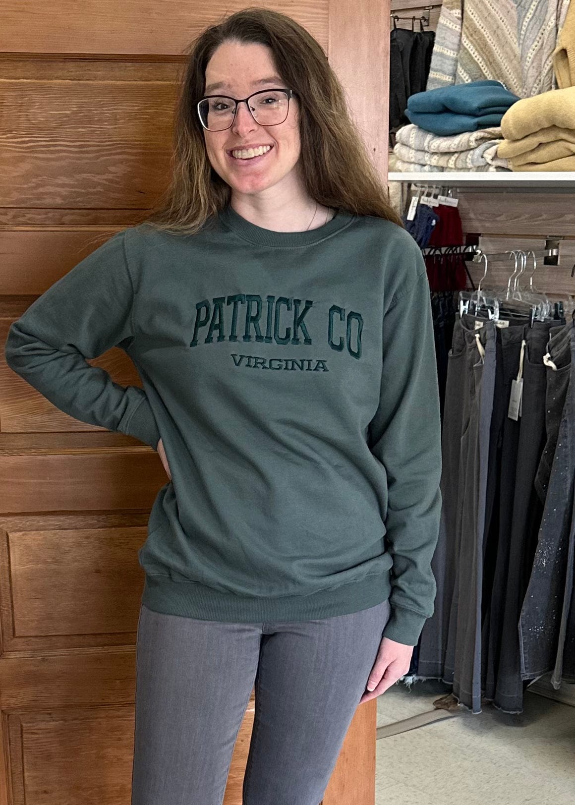 Patrick County Sweatshirt Garment Dyed Willow Mattie B's Gifts & Apparel Sweatshirt