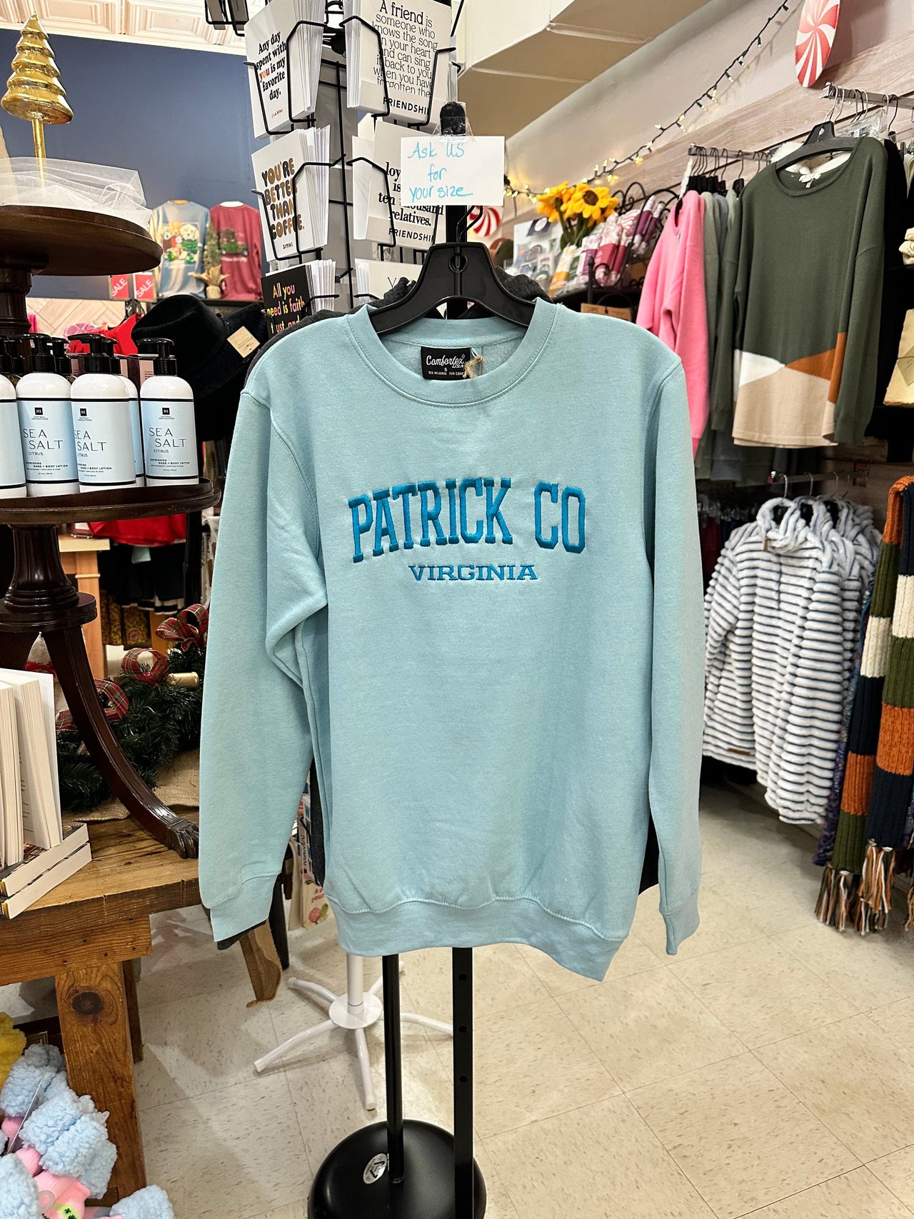 Patrick County Sweatshirt Sky Blue Mattie B's Gifts & Apparel Sweatshirt