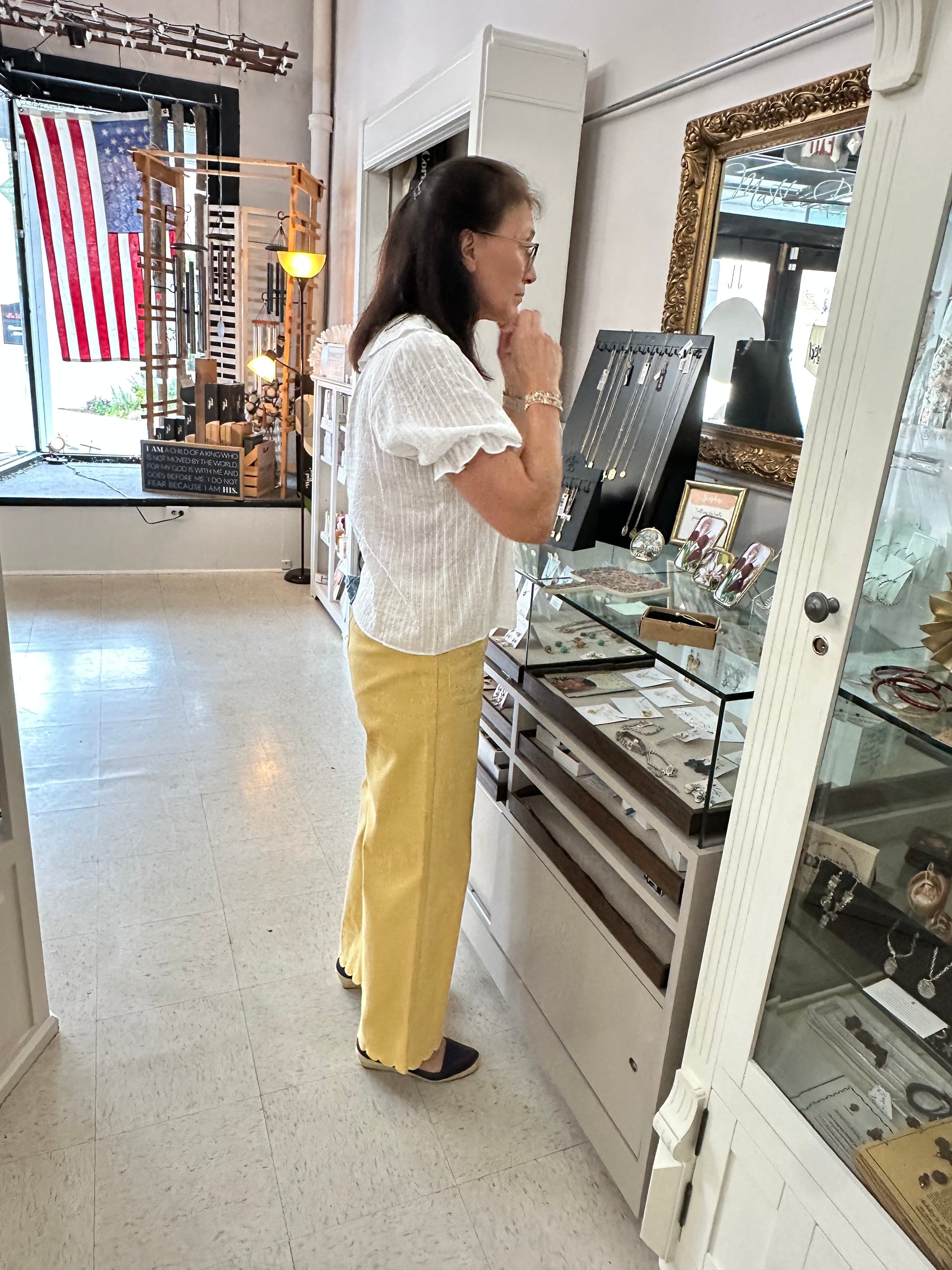 Persephone Cotton Buttondown Ruffle Short Sleeve Top: Off White By Together Blouse