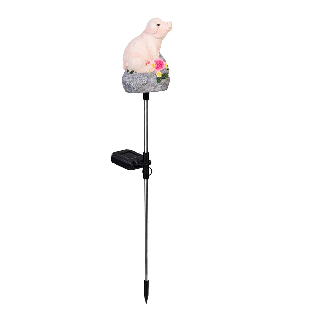 Pig with Sound Solar Garden Stake Evergreen Garden Stake