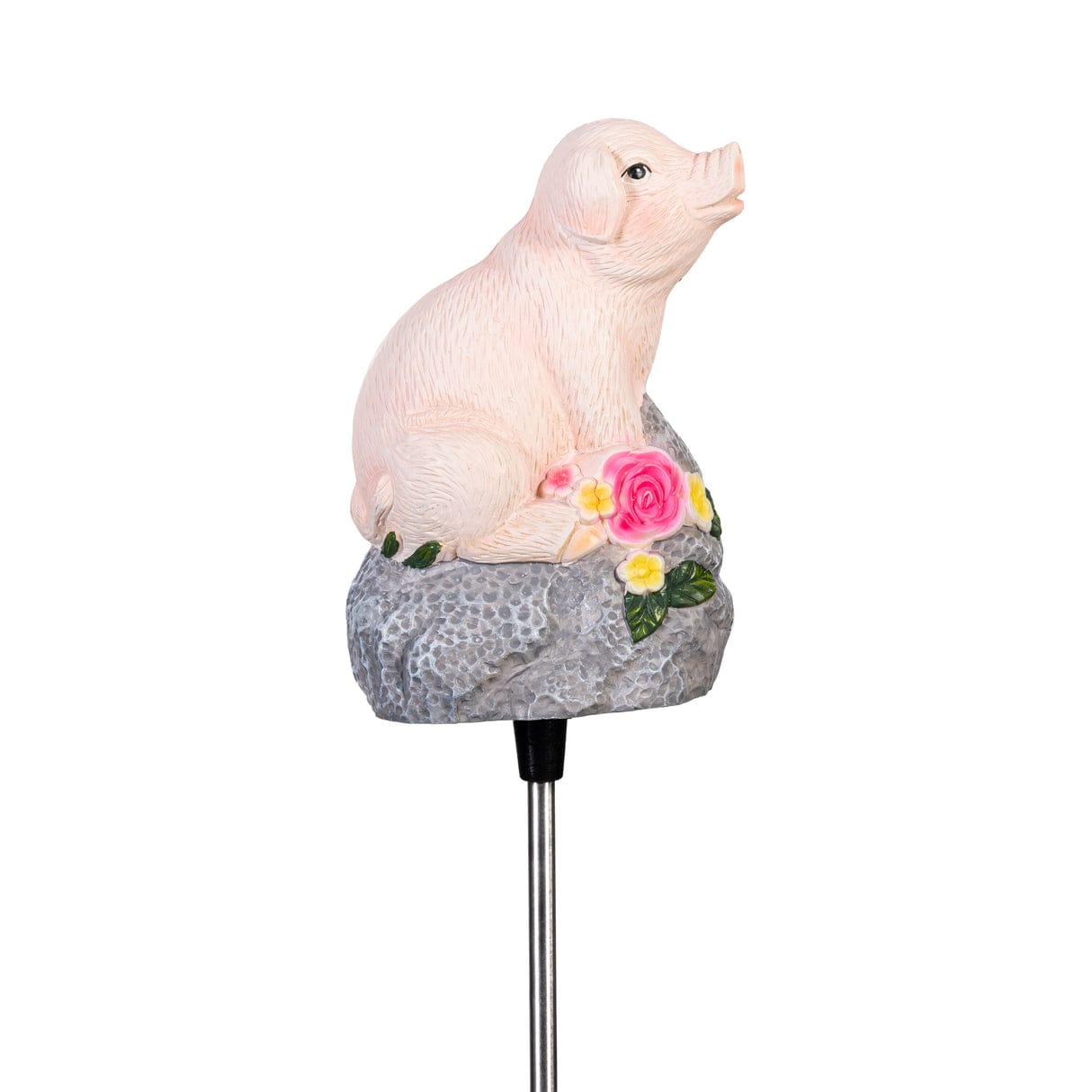 Pig with Sound Solar Garden Stake Evergreen Garden Stake