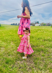 Pink Floral Pink Tier Dress by Mud Pie 2T-5T Mud Pie CHILDREN