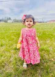 Pink Floral Pink Tier Dress by Mud Pie 2T-5T Mud Pie CHILDREN