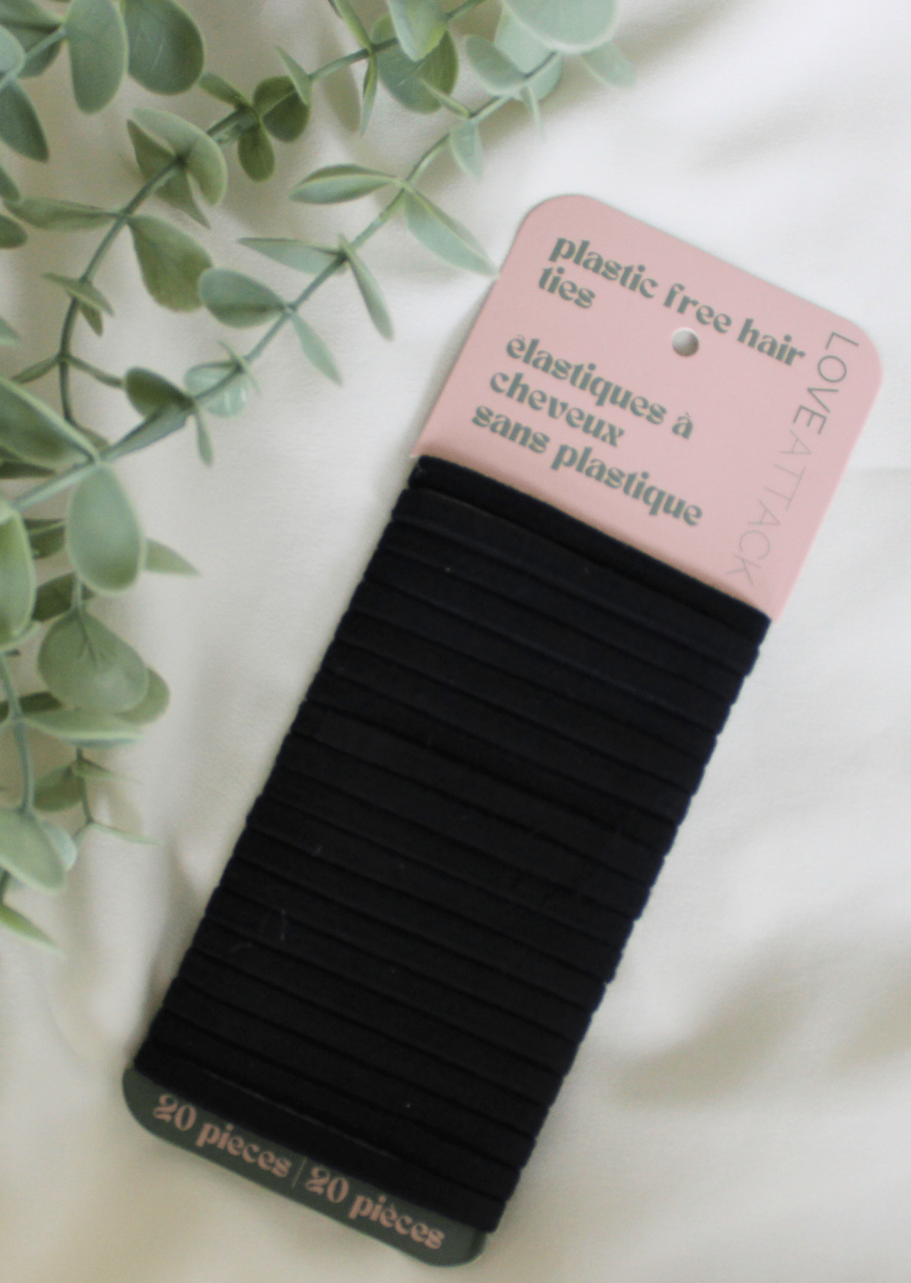 Plastic Free Biodegradable Hair Ties - 20 Pack: Black Love Attack