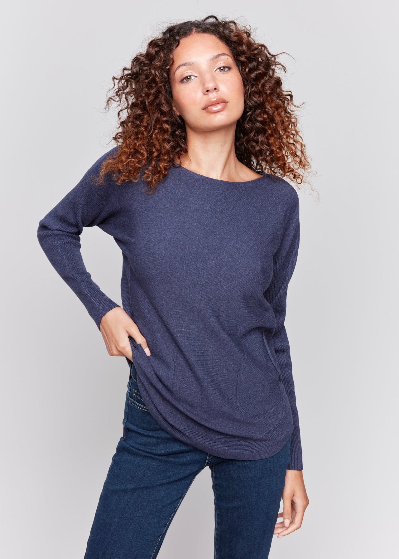 Plushy Knit Sweater by Charlie B in Denim Charlie B Casual Top