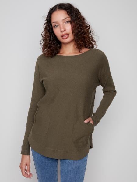 Plushy Knit Sweater in Spruce by Charlie B Charlie B Casual Top