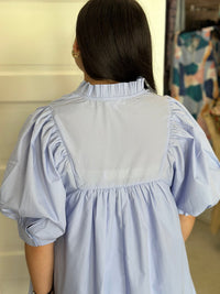 Thumbnail for Poplin Baby Doll Dress in Light Blue Entro Dress