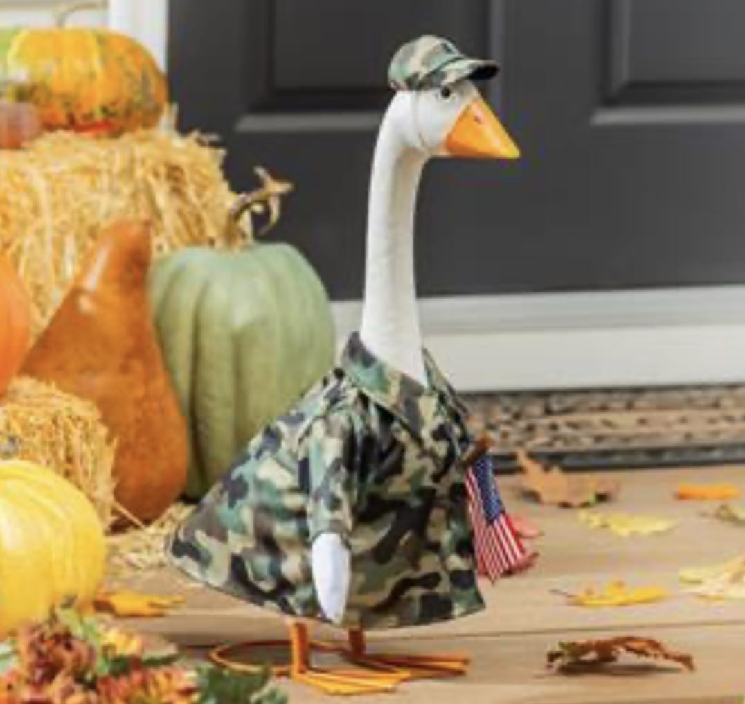 Porch Goose Outfit, Camo Evergreen Novelty