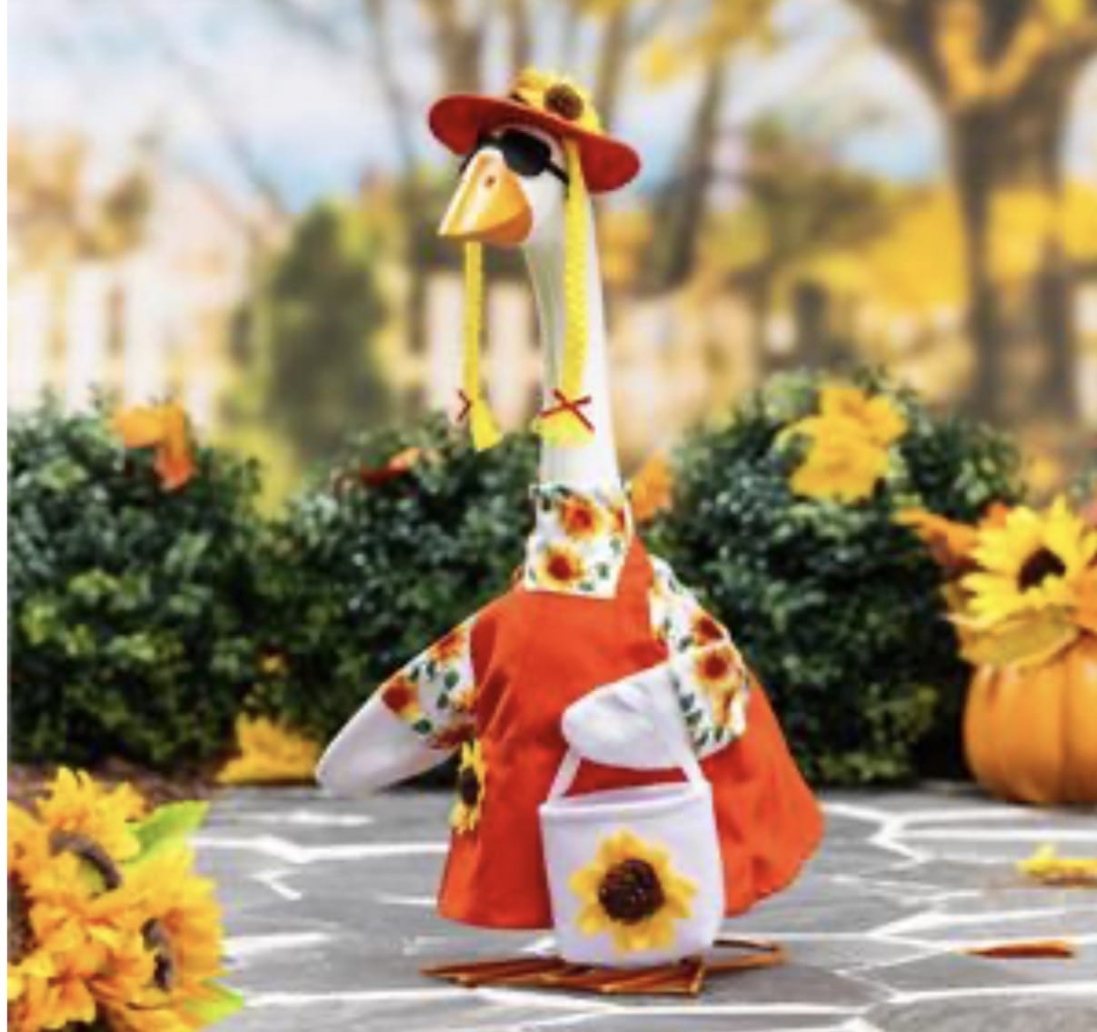 Porch Goose Outfit, Sunflower Dress Evergreen Novelty