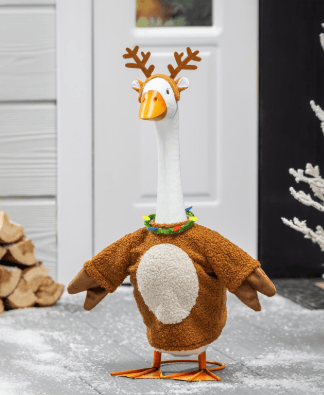 Porch Goose Reindeer Outfit Evergreen Novelty