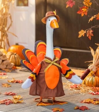 Porch Goose Turkey Trot Outfit, Brown, Orange, Red Evergreen Novelty