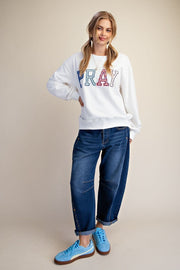 PRAY Long Sleeve Terry Pullover Easel Top