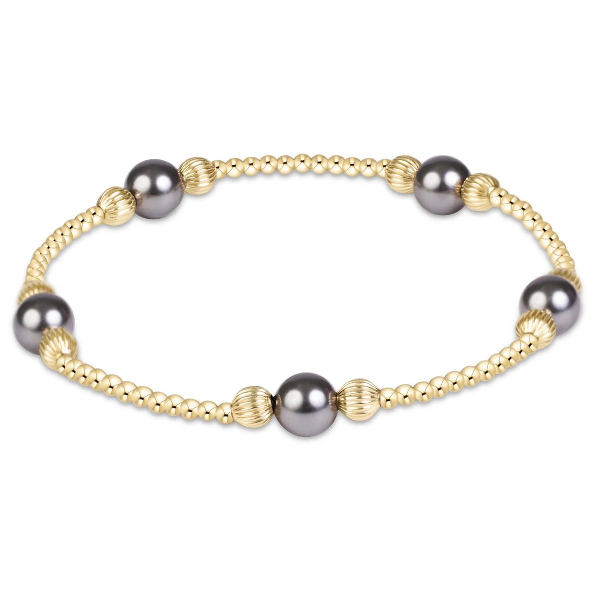 Purpose Pearl Dark Grey 6Mm Dignity Gold Bracelet e.newton Designs BRACELET