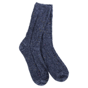 Ragg Cable Crew OS Denim Confetti World's Softest Sock dba Crescent Sock Co. Ragg Cable Crew OS Denim Confetti