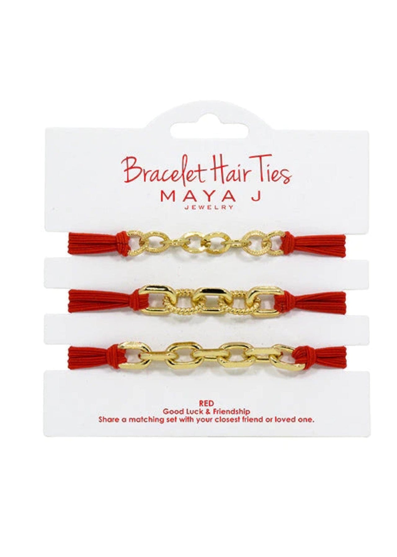 Red Bracelet Hair Ties Maya J Maya J Hair Tie Red with Gold