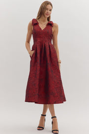 Red Celebration Midi Dress Entro Dresses