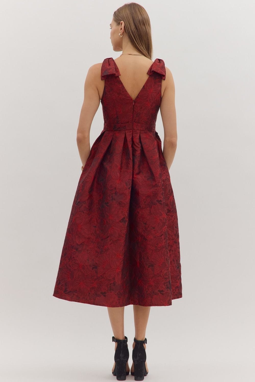 Red Celebration Midi Dress Entro Dresses