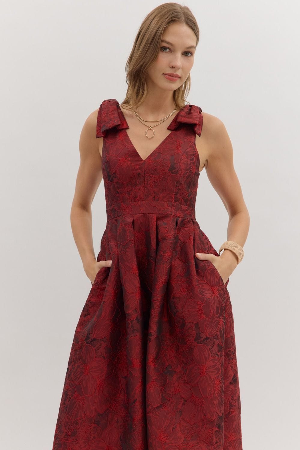 Red Celebration Midi Dress Entro Dresses Small