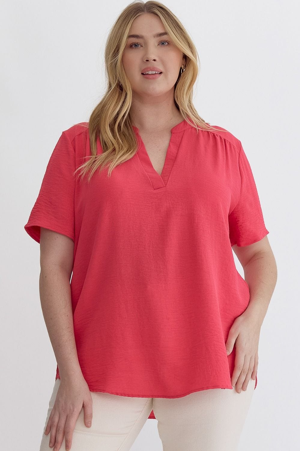 Red Short Sleeve Top | XL-2X Entro Plus Size XL