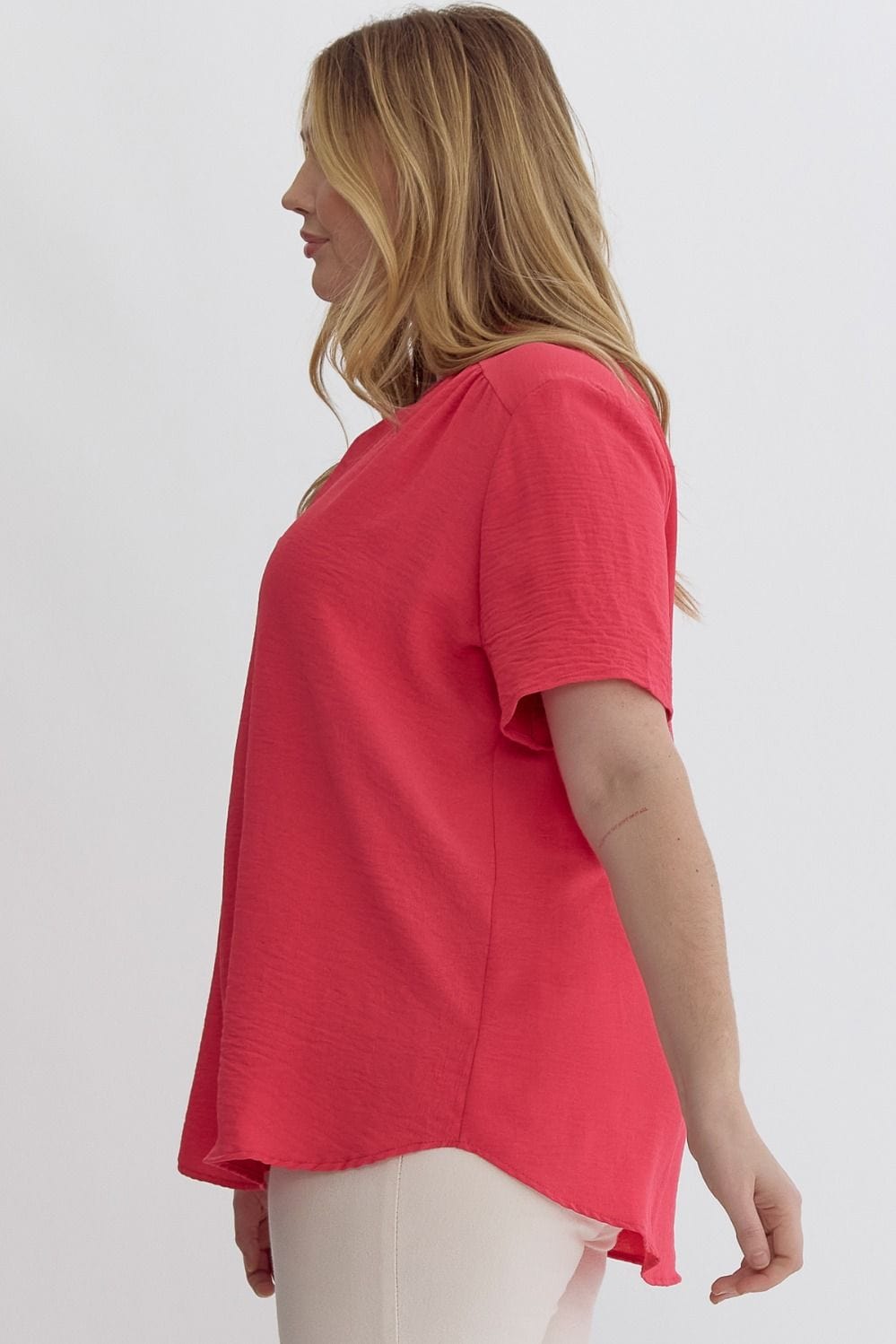 Red Short Sleeve Top | XL-2X Entro Plus Size
