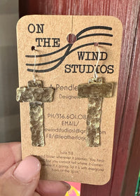 Thumbnail for Refined by Fire Hand Crafted Silver Earrings On the Wind Studios Earring Brass Cross