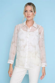 Rhinestud Printed Shirt Picadilly Fashion Inc Casual Top