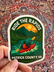 Ride the Rapids - Patrick County VA - Decal Sticker Dash Stickers
