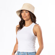 Rosie - Women's Wide Paper Braid Structured Bucket with Scattered Self Bows San Diego Hat Company HAT