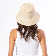 Rosie - Women's Wide Paper Braid Structured Bucket with Scattered Self Bows San Diego Hat Company HAT